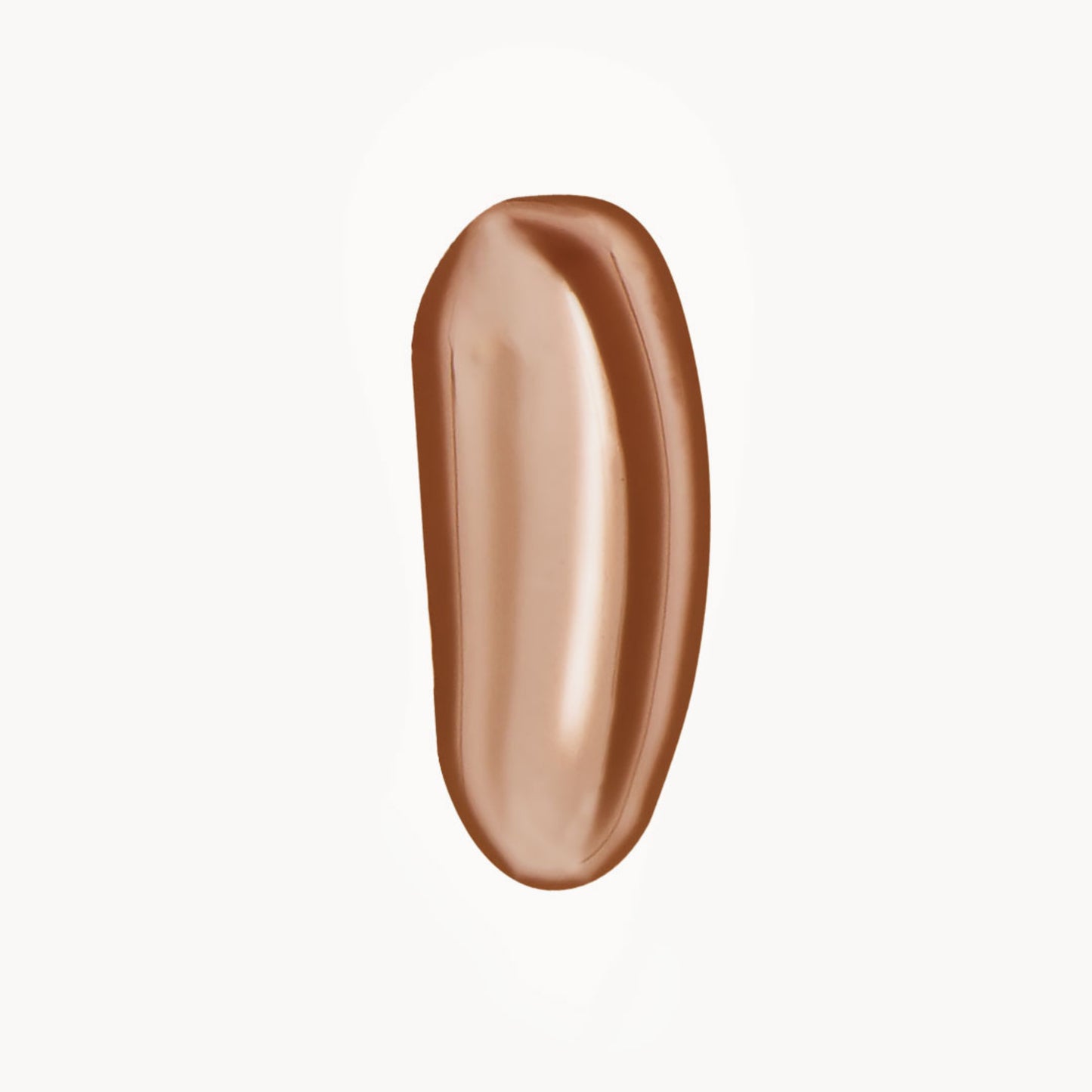 A wipe of warm-toned tan liquid foundation on a white background