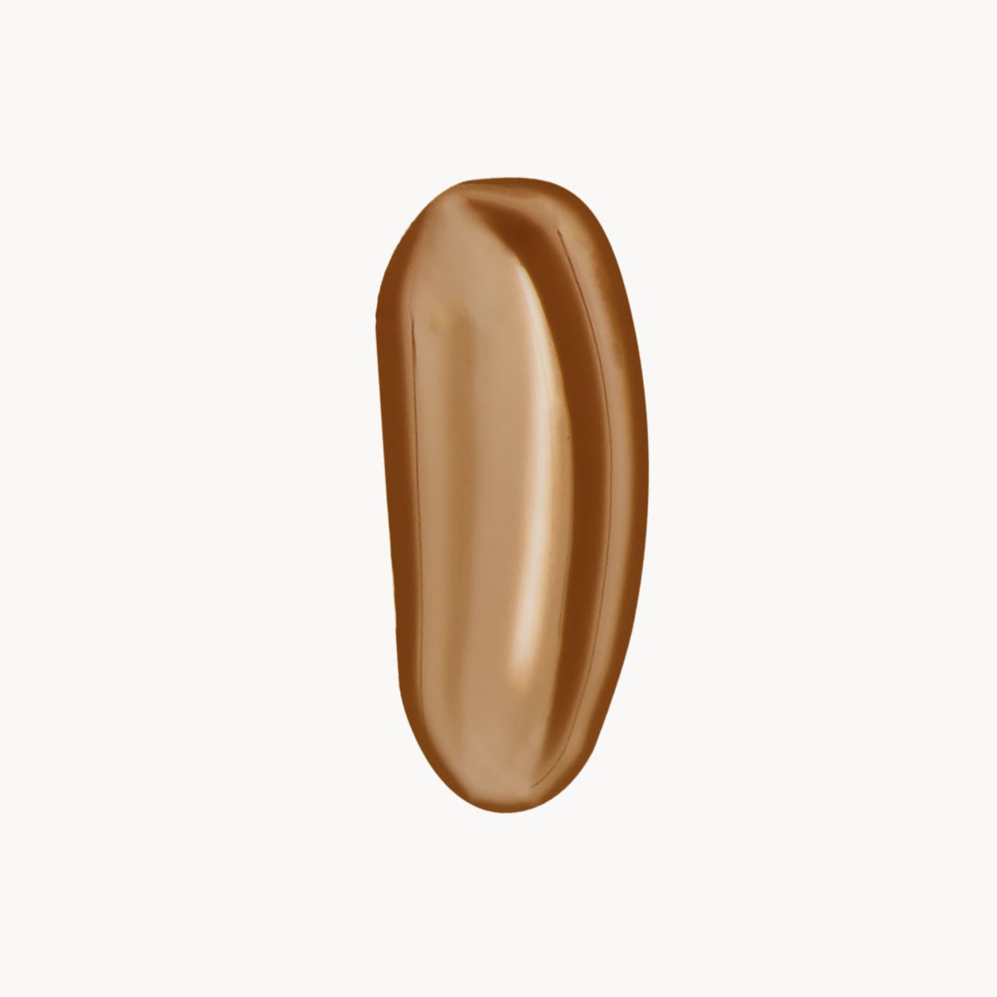 A wipe of warm-toned tan liquid foundation on a white background