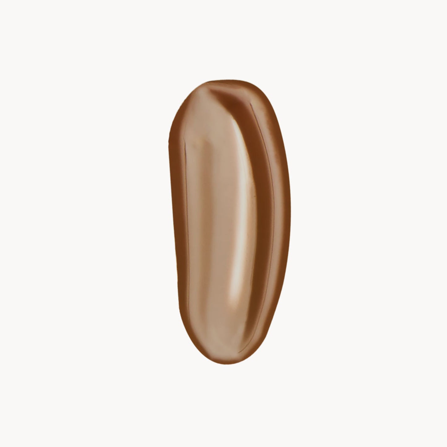 A wipe of deep warm-toned liquid foundation on a white background