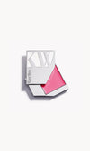 A solid silver KW palette with the lid slid open to show the cream blush