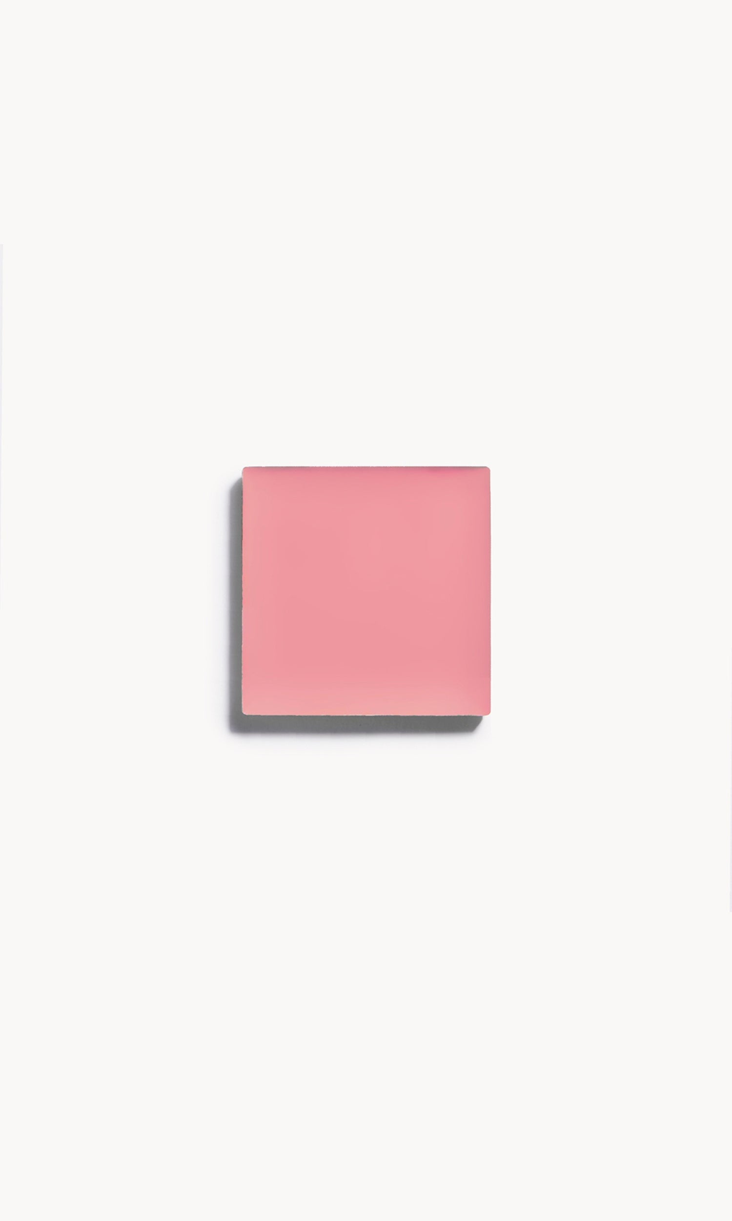 a square of cool pink cream blush on a white background