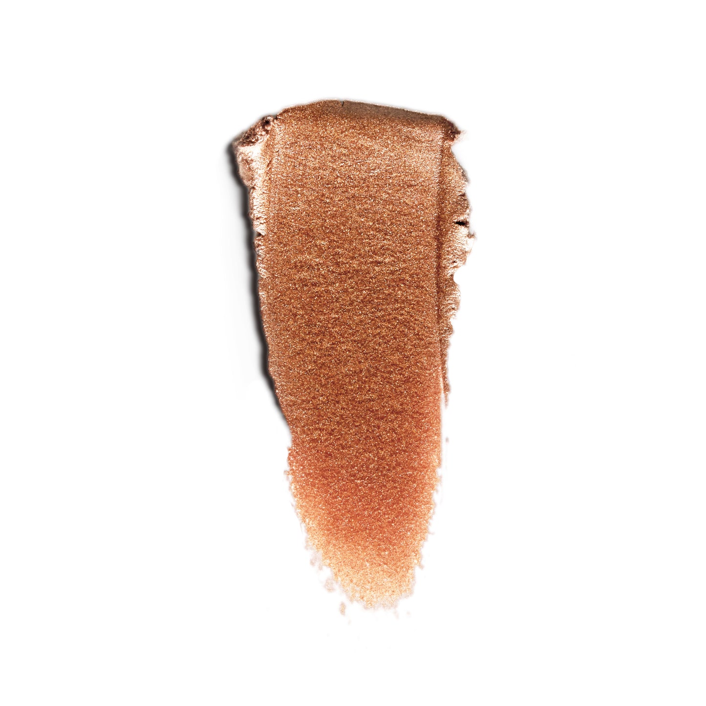 A wipe of warm copper-tone cream bronzer on a white background