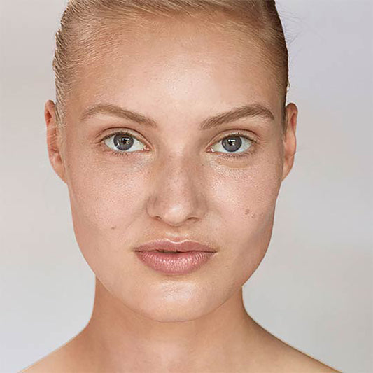  a photo of a person’s face with a fair warm skin tone