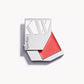 A solid silver KW palette with the lid slid open to show the cream blush
