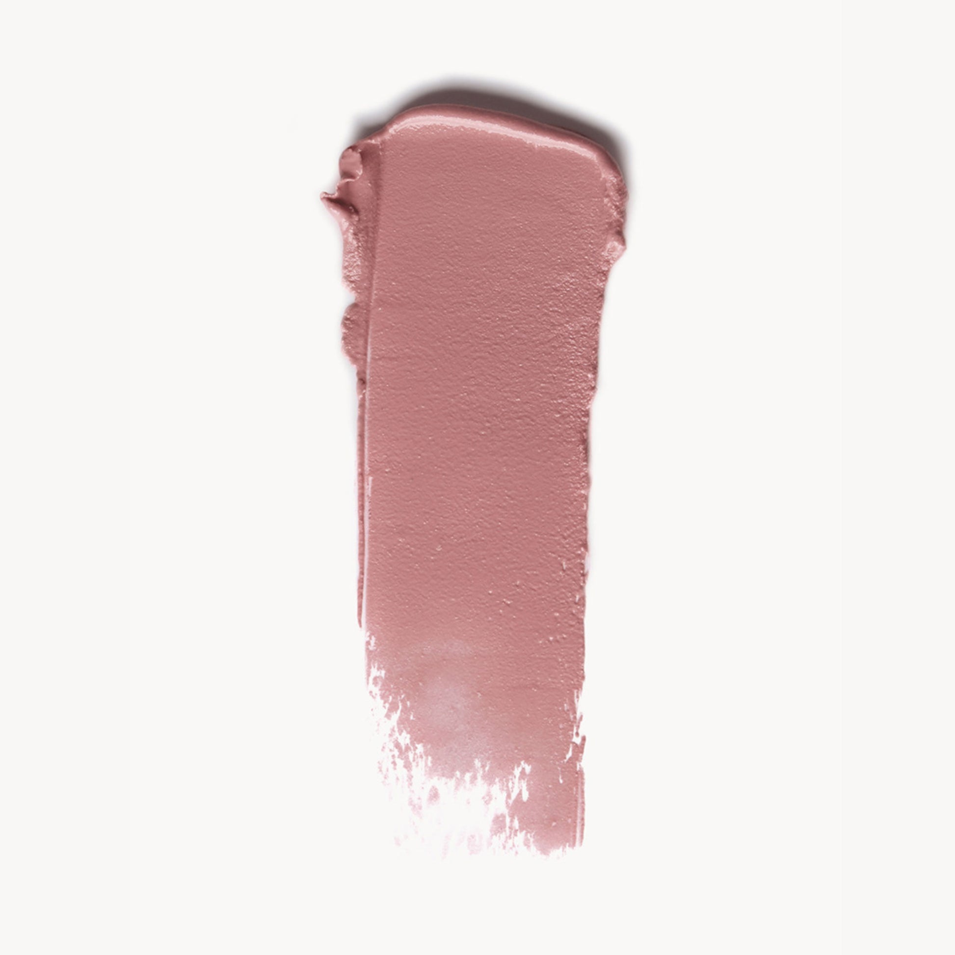 A wipe of plummy taupe cream blush on a white background