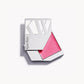 A solid silver KW palette with the lid slid open to show the cream blush